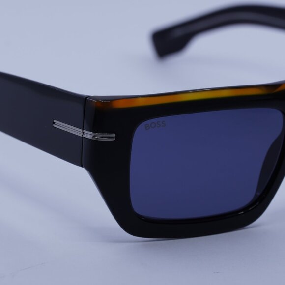 Hugo BOSS 1502/S 0I62 KU Sunglasses Black/Havana Rectangle Frame, Blue Lenses - Picture 2 of 11